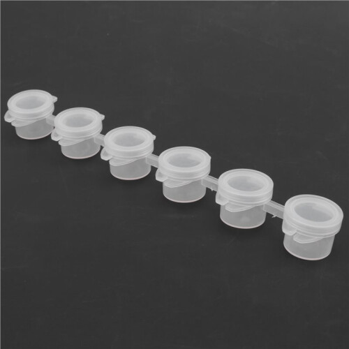 20 Strips 120 Pots Empty Paint Strips and 20 Pieces Paint Brushes,Paint Cup Clear Plastic Storage Containers,3Ml/0.17Oz