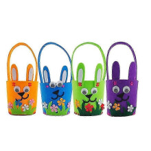 4PCS Easter DIY Material Kit Creative Handmade DIY Material Kit Cartoon DIY Flower Basket Easter Egg Material Kit for Kids Kindergarten ry Use Blue+Gr