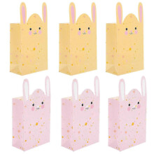 Lot de 6 sachets à bonbons en forme de lapin de Pâques - Sacs cadeaux de Pâques - Sacs d'emballage cadeaux de Pâques - c ping