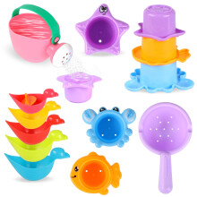 Bath Toys for 1 Year Old,10PCS Toddler Bath Toys,No Mould Bath Toys for 1 2 3 4 Year Olds,Plastic W