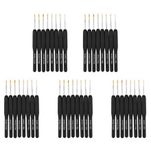 40Pcs Black Knitting Needles Plastic Handle Crochet Hooks for Knit DIY Loom Tool Weaving Kit Braid