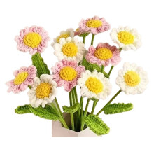 12 ST Handgjorda Daisy Virkgarn Krok Blomstickad Bukett FöDelsedagspresent Hemdekorationer Fest BröLlopsinredning