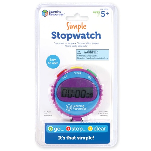 Learning Resources Learning Resources Children's Simple Stopwatch, 5-9 Years, Digital Timer, Easy Buttons, Battery Inc