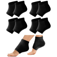 4 Pairs Open Toe Gel Heel Socks for Cracked Heels, Breathable Cotton Heel Sleeves Black