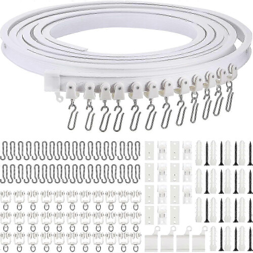 Bendable curtain rail compatible with ceiling or wall mount