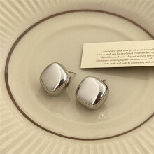 (Style X) Vintage Enamel Hoop Earrings with Tiny Crystal Accents, Huggie Snap Closure Fashion Ear Jewelry