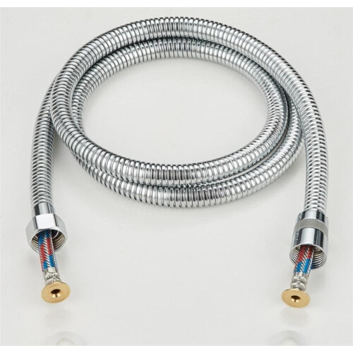 Silver 1.5m Pull-Out Shower Hose with Alloy Wire, Electroplated, Stainless Steel Nuts 1
