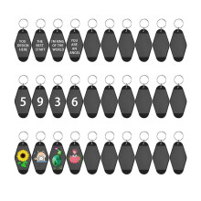 30 Pack Motel Keychain Blank Vintage Key Tag Label Vintage Hotel Keychain Sublimation Decorative Blank, Black