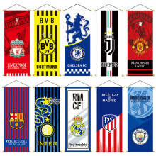 (2, 38x104cm) Football Club Decorative Flag 38x104cm Vertical Banner Fan Supplies Hanging Flag
