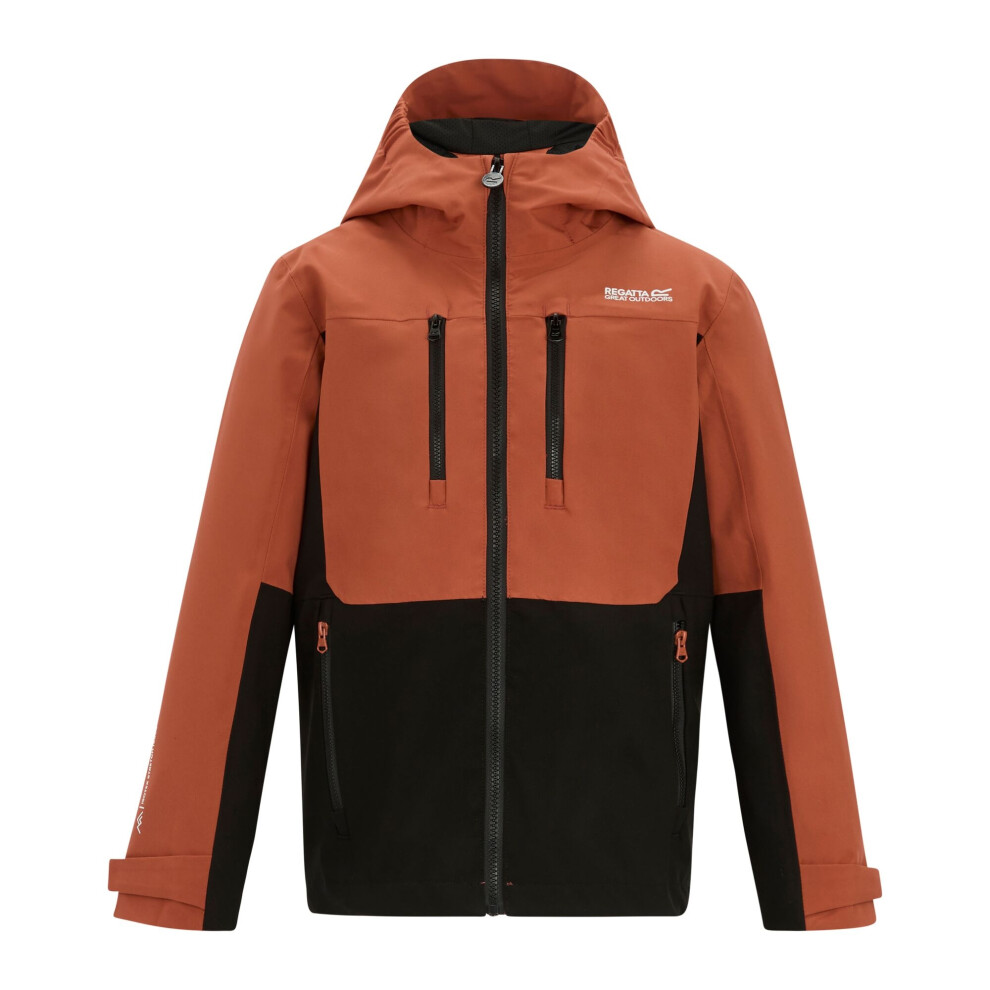 Regatta (3-4 Years, Brick/Black) Childrens/Kids Highton Monochrome Waterproof Jacket Black