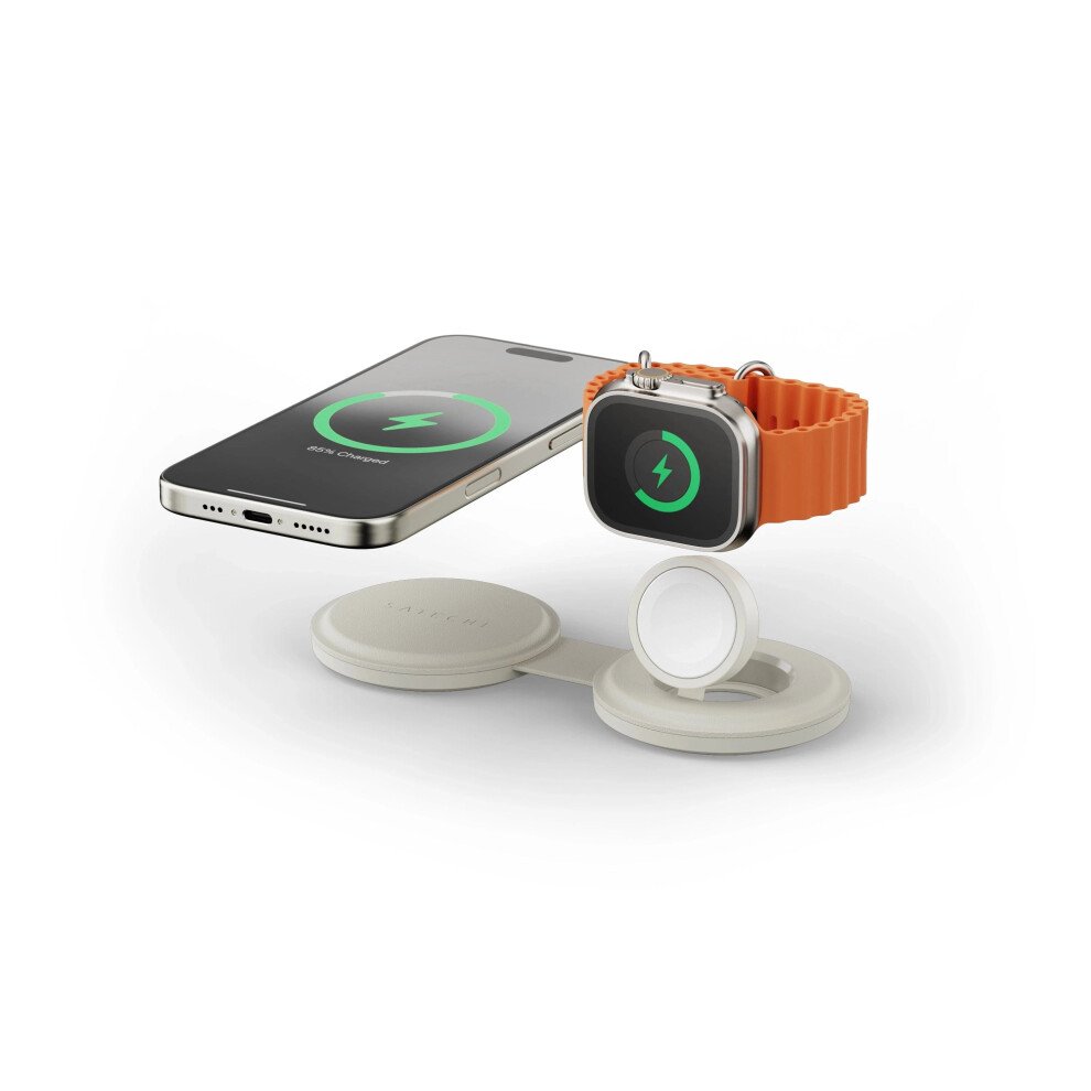 Satechi Onthego 2-In-1 Headset, Smartphone, Smartwatch Usb Wireless Charging Fast Charging Indoor White 810086362110