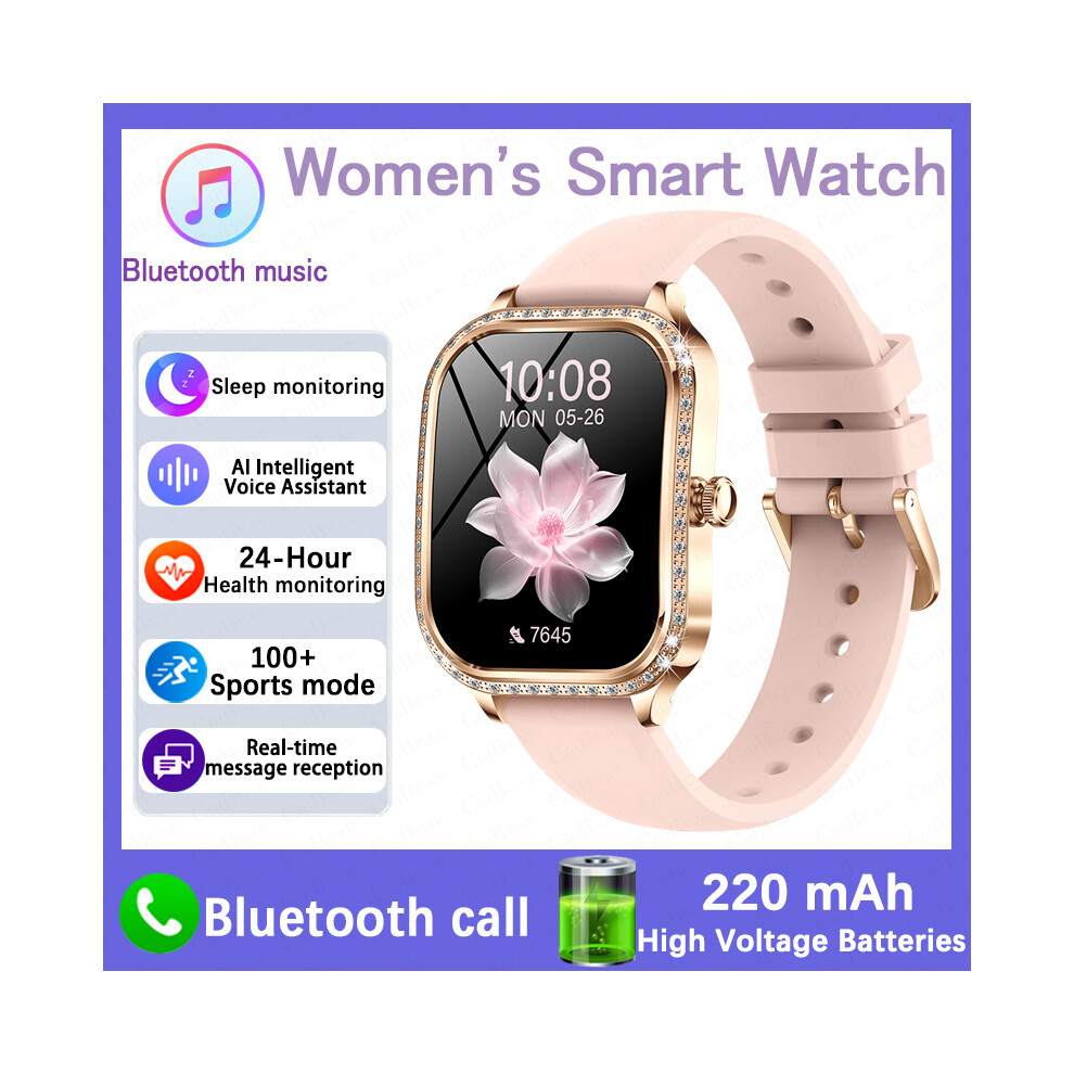 ( Leather) Smart Watch Display Heart Rate Blood Oxygen Monitoring Bluetooth Call Smartwatch Pink 6900890400574