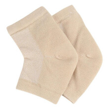 (Black) (Apricot) Heel Anti Crack Sleeve With Gel Moisturizer For Overnight Treatment - Gray Half Socks