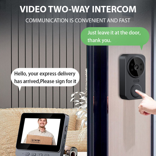 Wireless Visual Intercom Doorbell with Screen Smart High-definition Video Monitoring Two-Way Intercom 2