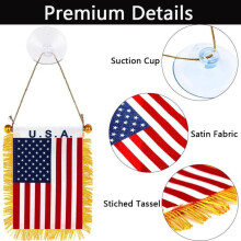 (Jamaica, 15x20cm) Tassel Window Suction Cup Mini Flag - National Team Country Satin Small Pennant - Portable Flag for Car, Window, Party