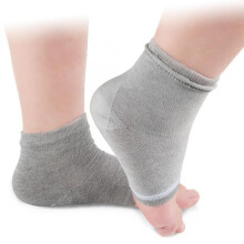 (Pink) (Light blue) Heel Anti Crack Sleeve With Gel Moisturizer For Overnight Treatment - Gray Half Socks