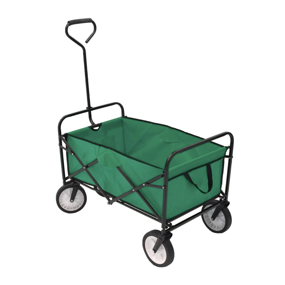 Oypla Heavy Duty Foldable Garden Festival Trolley Folding Cart Wagon Truck Wheelbarrow Green