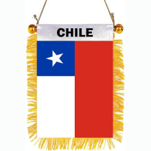 (Brazil, 15x20cm) Tassel Window Suction Cup Mini Flag - National Team Country Satin Small Pennant - Portable Flag for Car, Window, Party