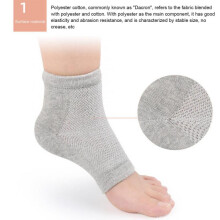 (Rose red) (Light blue) Heel Anti Crack Sleeve With Gel Moisturizer For Overnight Treatment - Gray Half Socks
