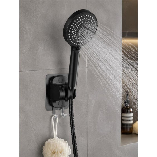 Black Shower Head Holder, Wall Mount Bracket, Universal Bathroom Mount 2