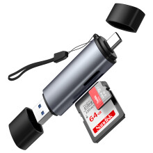 USB OTG KAARTLEZER - RNCYN - Aluminiumlegering - USB-C naar USB-A interface - 480MB/s TF kaartslot