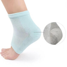(Pink) (Blue) Heel Anti Crack Sleeve With Gel Moisturizer For Overnight Treatment - Gray Half Socks