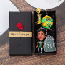 (6) Star Player Keychain Set Basketball Souvenir Gift Box 4PCS