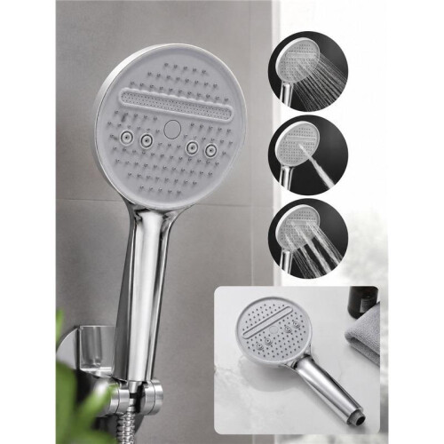 Silver 6-Function Shower Head with 6 Spray Modes, 12.5x26cm High Pressure