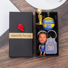 (1) Star Player Keychain Set Basketball Souvenir Gift Box 4PCS