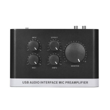 USB Audio Interface MIC Preamplifier Phantom Power, for Recording, Live Streaming, Podcasting Home Studio