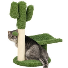 Cactusvormige krabpaal met speelbal, 35x31x55,5 cm, groen en wit