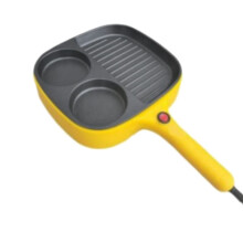 3 in 1 Electric Omelette Pan Barbecue Pan Electric Cooker Multifunction Non-Stick Hotpot Food Steamer EU Plug C