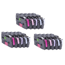 3X pour la P - Toucher 12 mm 1/2 Pouce Laminé (Baie Rose / Rose / Violet / Bleu / Blanc)pour Marqueur D'étiquettes Frère