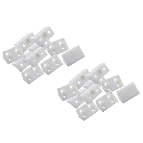 Furniture Cabinet Fastener Corner Braces Angle Brackets White 20Pcs 1