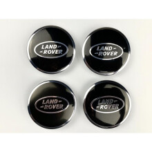 (Black and Silver Land Rover Caps) Sets of 4 Land Rover alloy wheel caps 63mm S