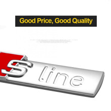 (Silver) 2pcs Audi S-Line Badge 3D Side Fender Emblem for A3 A4 A5 A6 A7 Q5 TT