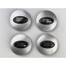 (Matt Silver and Black Land Rover Caps) Sets of 4 Land Rover alloy wheel caps 63mm S