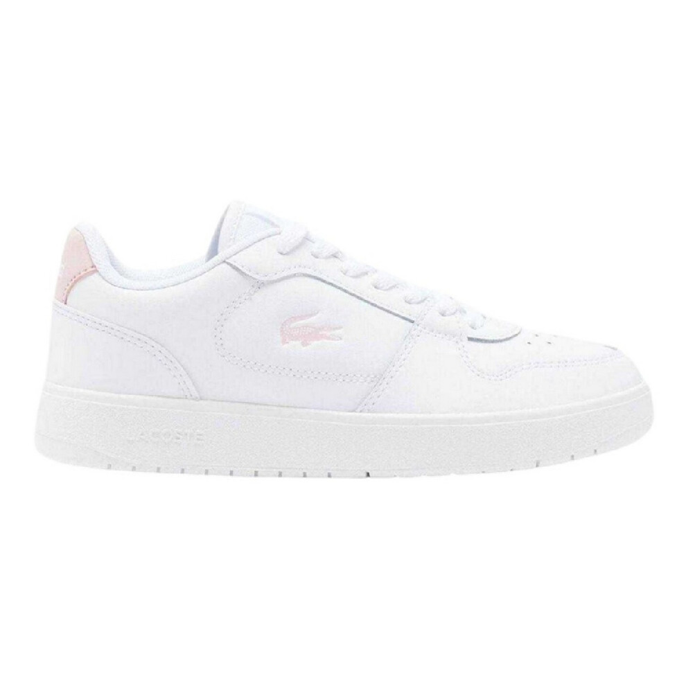 Lacoste (7 Uk, White/Pink) Womens/Ladies The Court Ace Leather Flat Trainers