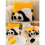 Cuscino-coperta a forma di panda giallo 38x38 cm, morbido e soffice. 1