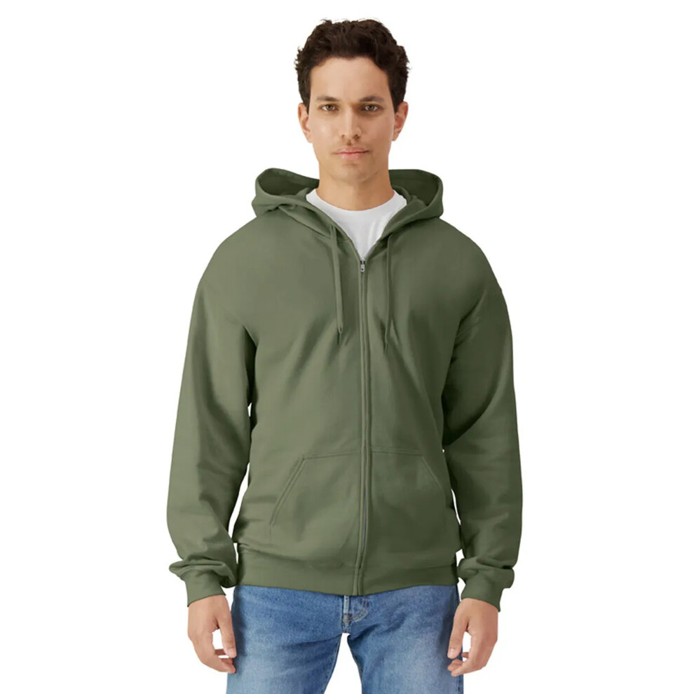 Gildan (4Xl, Military Green) Unisex Adult Softstyle Fleece Midweight Full Zip Hoodie