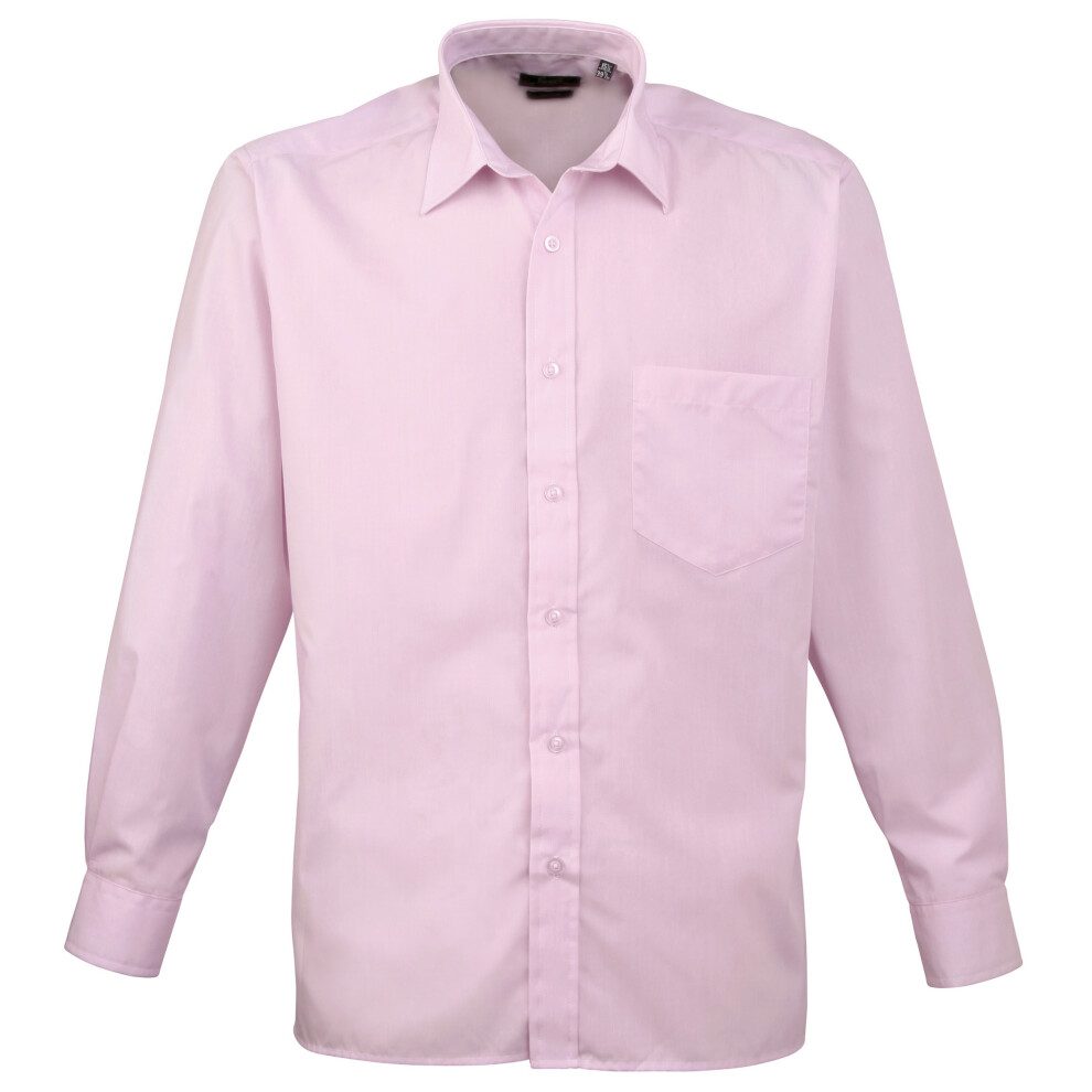 Premier (14.5, ) Mens Poplin Long-Sleeved Formal Shirt Pink