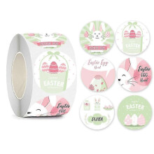 Vrolijk Pasen stickerlabel Paashaas Peeps - Stickerrol Cartoon sticker ping