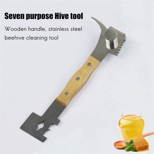Multi-Purpose Hive Tool with Wooden Grip Hive Scraper,Bee Hive Tool Frame Lifter Uncapping Knife Beekeeping Tools 1