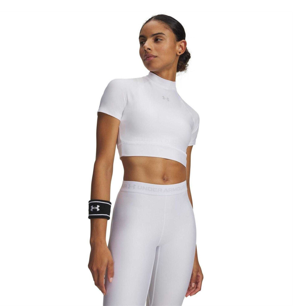 Under Armour (12 Uk, White) Womens/Ladies Heatgear Crop Top