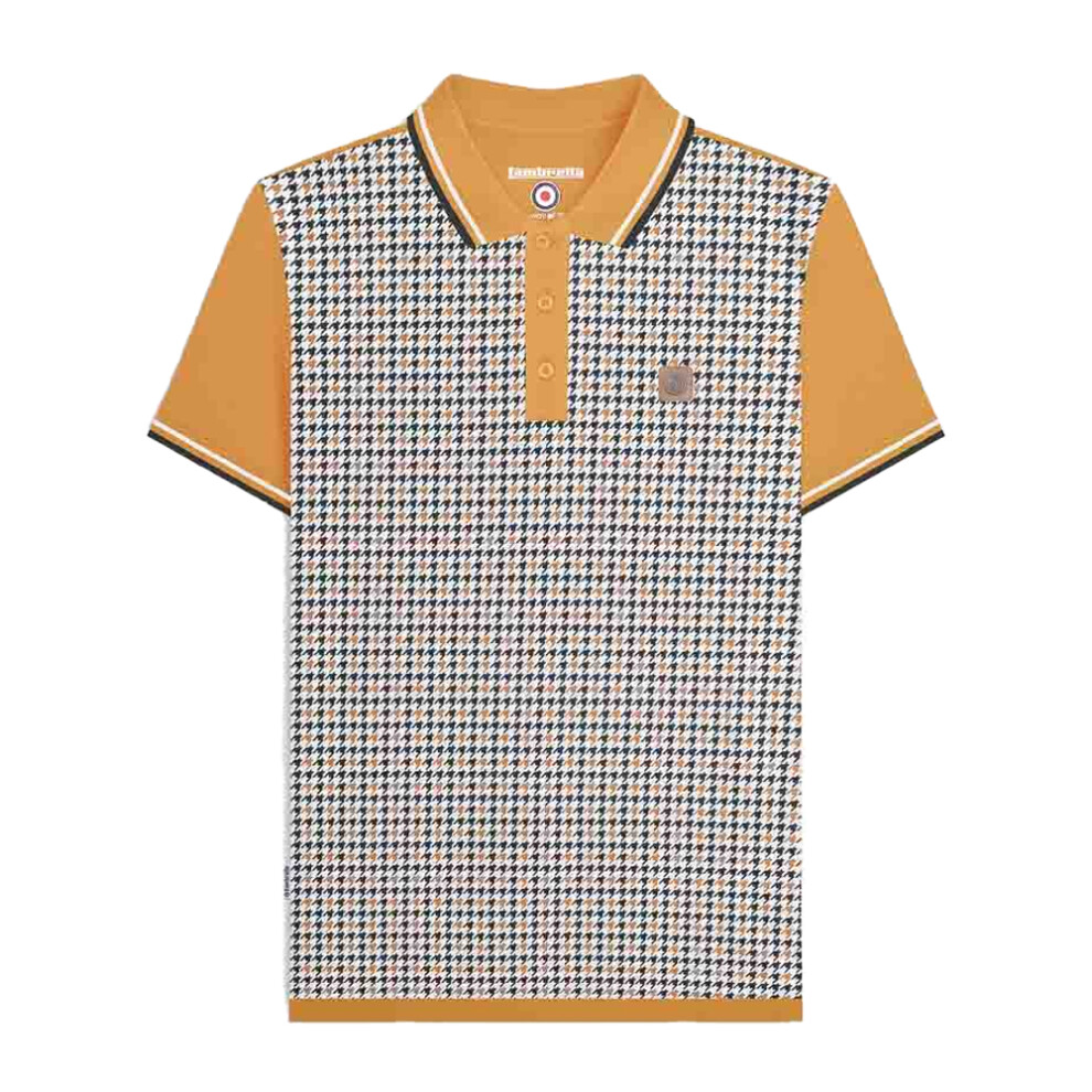 Lambretta (Xl, Mustard) Mens Ss24 Houndstooth Polo Shirt Multicoloured
