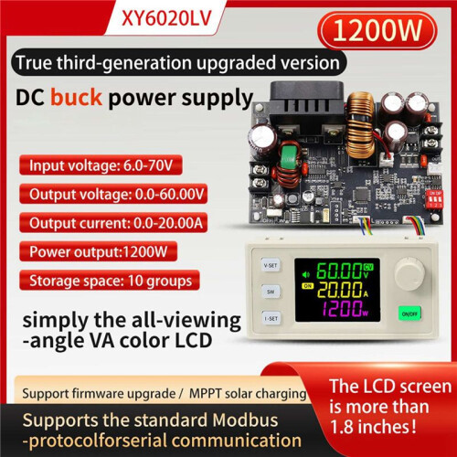 2X XY6020LV CNC Adjustable  Power Supply Constant Voltage Constant Current Maintenance 20A/1200W Step-Down Module 1