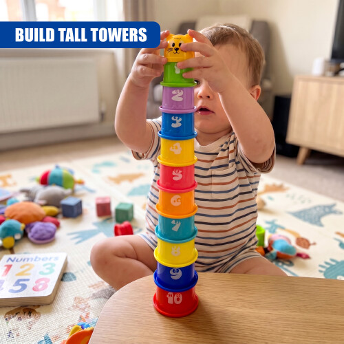 The Magic Toy Shop The Magic Toy Shop Toddler Stacking Cups 11 Piece Baby Nesting Toys Alphabet Learning Tower Blocks 2