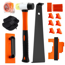 107-Piece Flooring Installation Kit - 100 Spacers, Tapping Block, Pull Bar, 10" Contour Gauge, Rubber Mallet for Laminate, Vinyl & Hardwood Floors