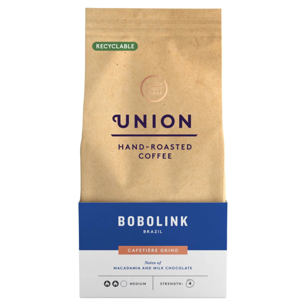Union Hand-Roasted Coffee Bobolink Brazil Cafetière Grind 200g - Image 3