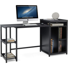 Computer Desk with Storage Bookshelves Black 150cm for Home Office Writing Desk